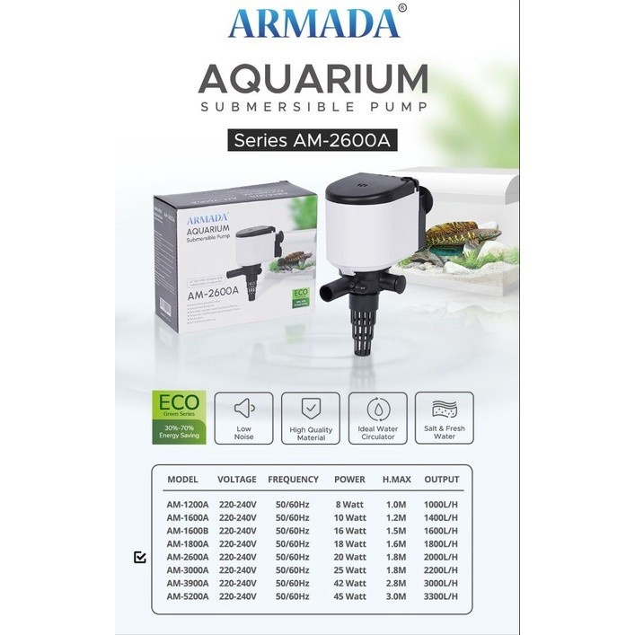 POMPA AQUARIUM ARMADA AM-2600 A / POWER HEAD 2600 LOW WATT TERMURAH