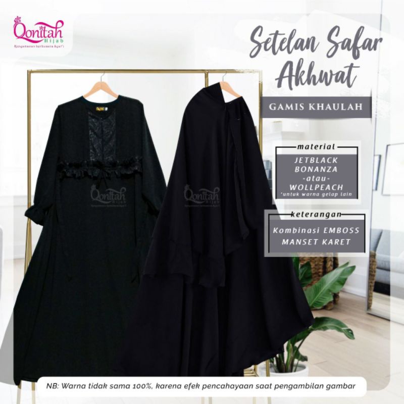 Set Gamis Akhwat Jilbab Safar Khaulah By Qonita Hijab