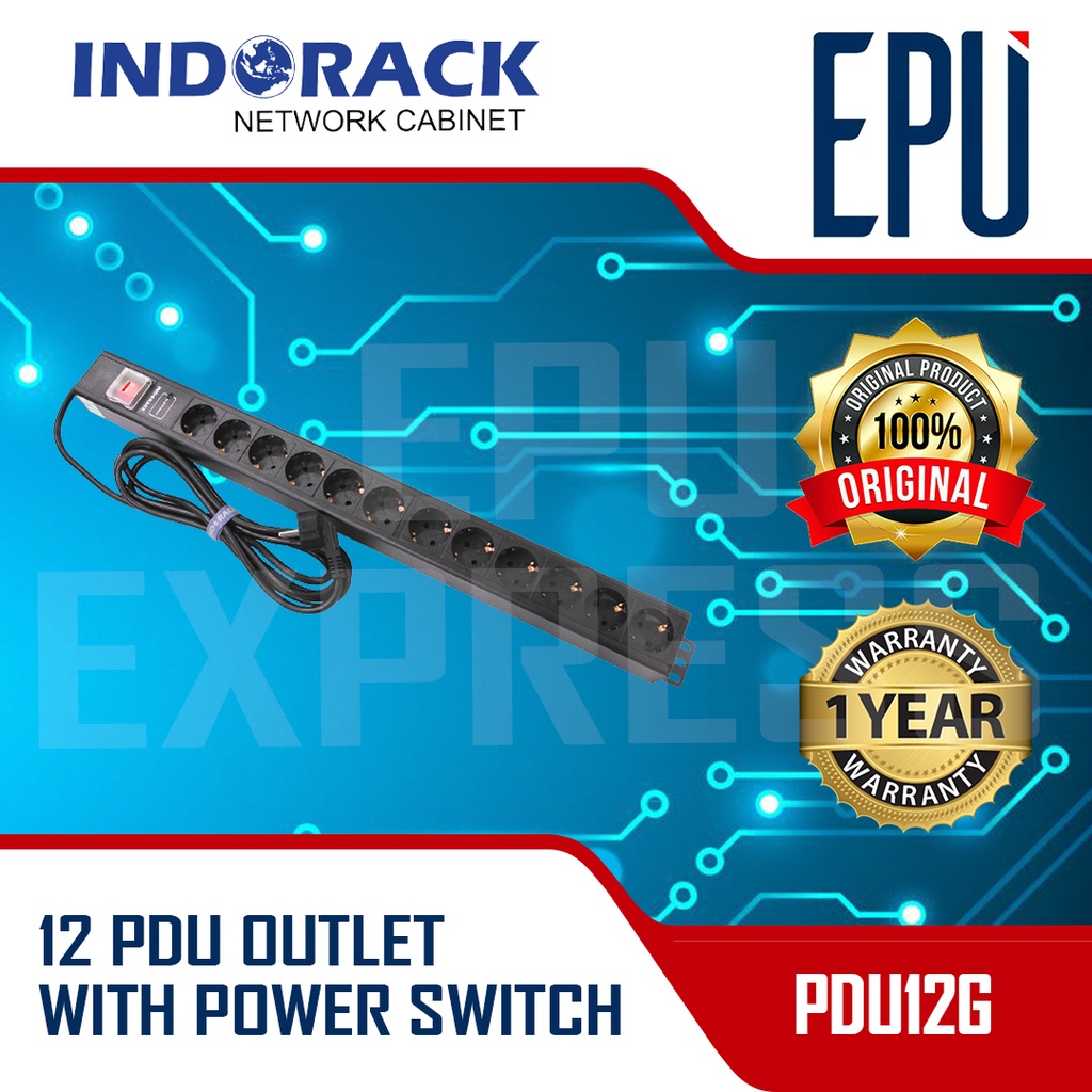 INDORACK PDU12G PDU 12 Outlet Colokan PDU 12 Lubang Power Distribution