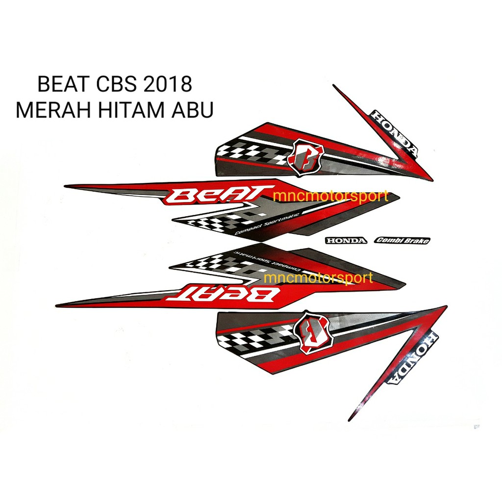 STIKER STRIPING LIS BODY BEAT CBS 2018 MERAH HITAM ABU