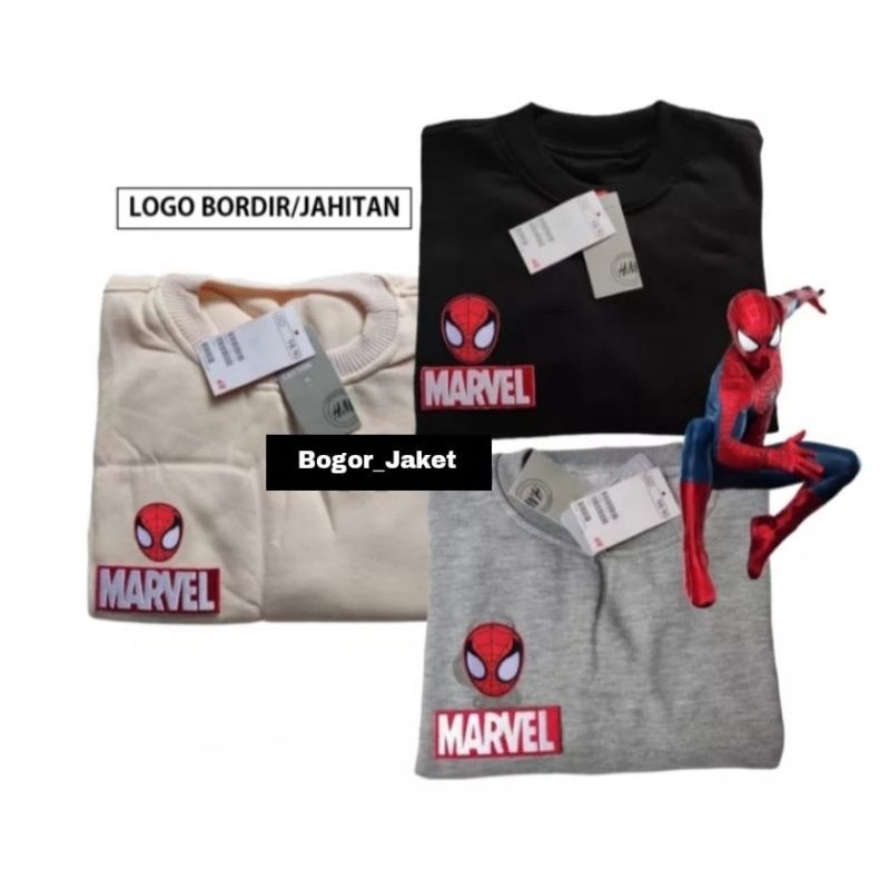 Crewneck Avengers Motif Spiderman / Sweater Crewneck Marvel / Crewneck Super Hero Bordir Pria & Wani