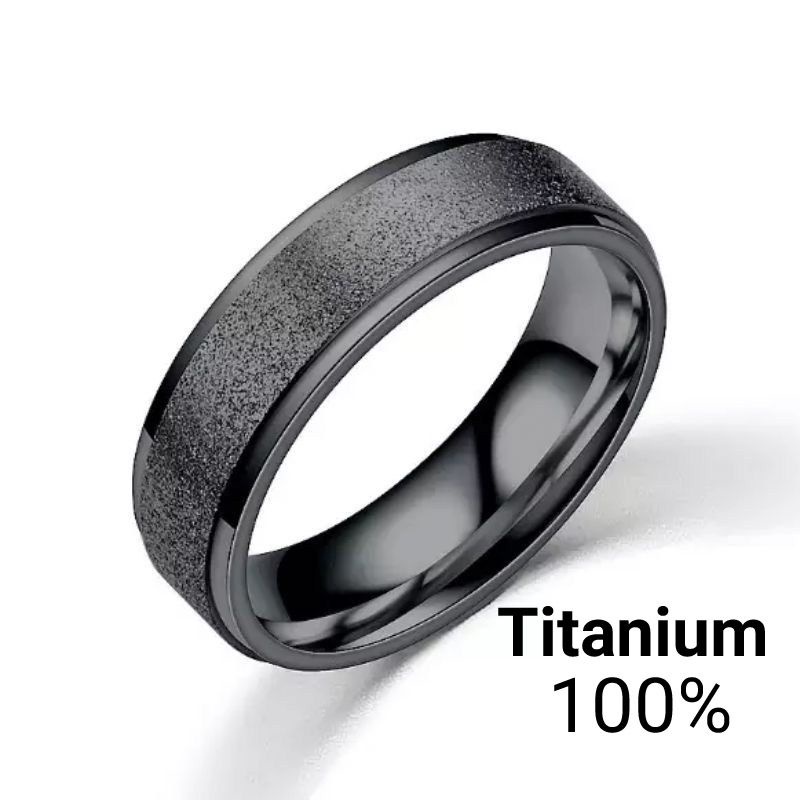 cincin titanium pria wanita model pasir hitam