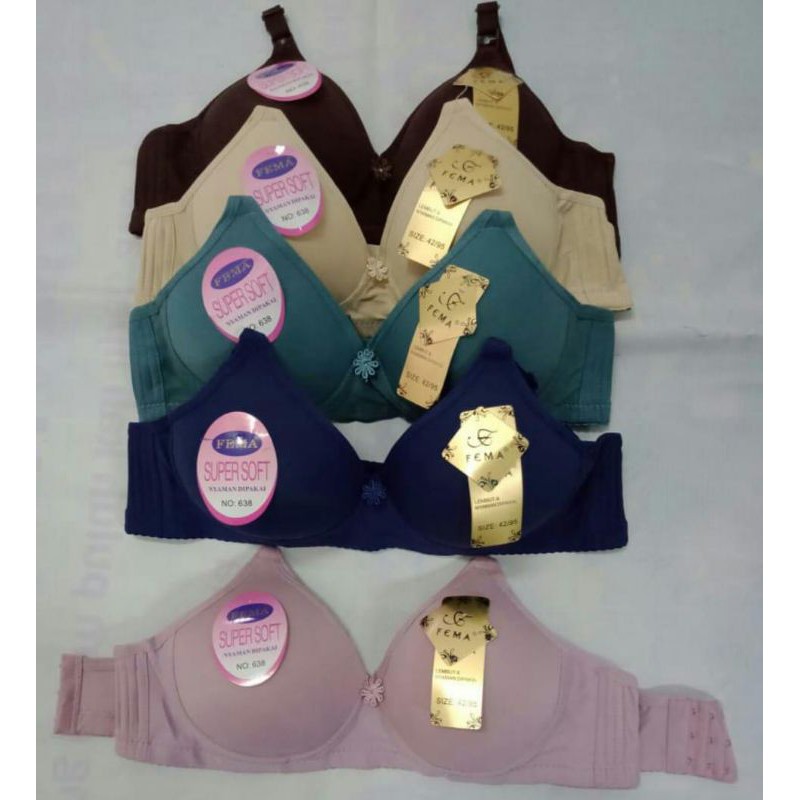 Ecer BH BRA Wanita Fema  638 H3 Pengait 3 Polos Tempel Bunga , import