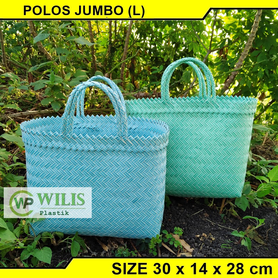 Tas Anyaman Plastik Polos Jumbo (L) untuk Hampers Parcel Souvenir / Tas Bingkisan muat Kotak Nasi