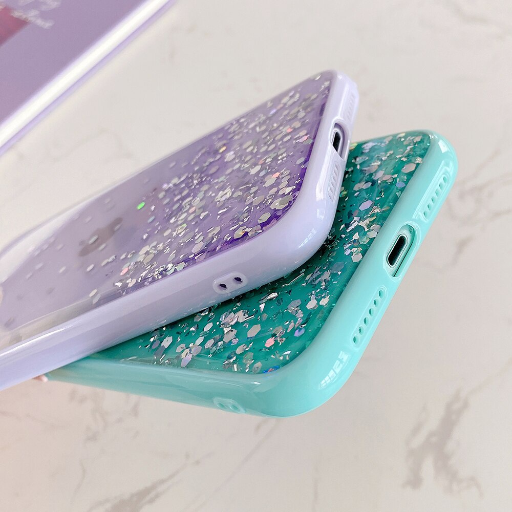 IPHONE Cover Pelindung case epoxy resin Gradasi Transparan Silikon Untuk Iphone11 12 13 14 Pro Max Plus X Xs Xr 7 8 Plus