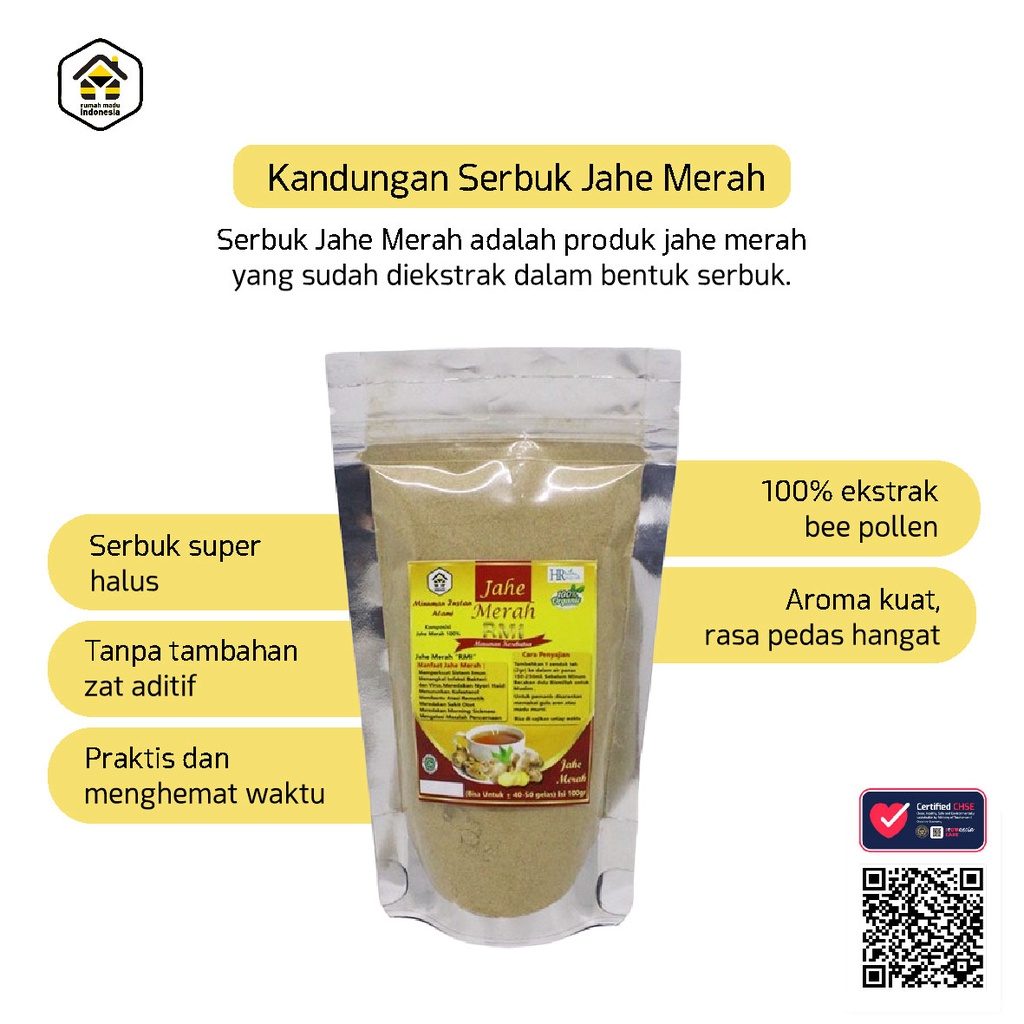 Bubuk Jahe Merah Murni Kemasan 250 Gram Kualitas Premium