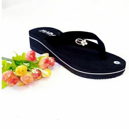 WEDGES WANITA SPON BELUDRU - SANDAL JAPIT SPON - SANDAL JAPIT WANITA - SANDAL WANITA - SANDAL CASUAL (KODE VELVET BUNGA)