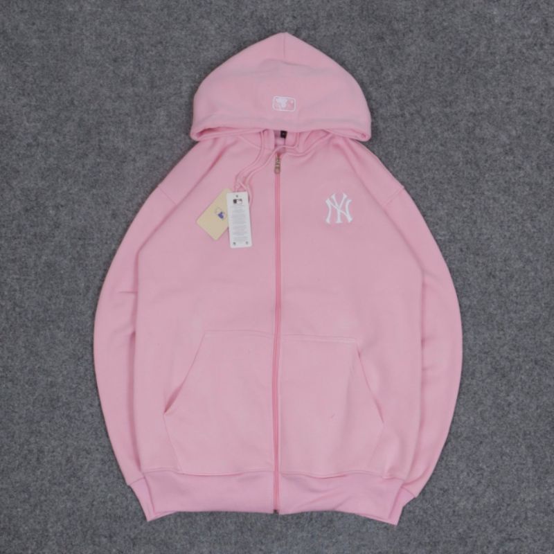 SWEATER HOODIE NY MLB ZIPPER CREAM&amp;PINK AUTHENTIC FULLTAG &amp; LEBEL