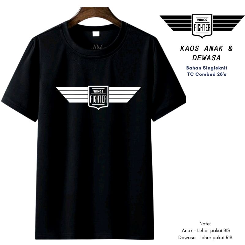 Baju Kaos Anak Cowok 3-12 tahun-Remaja-Dewasa S-7XL-XXXL Jumbo WING FIGHTER