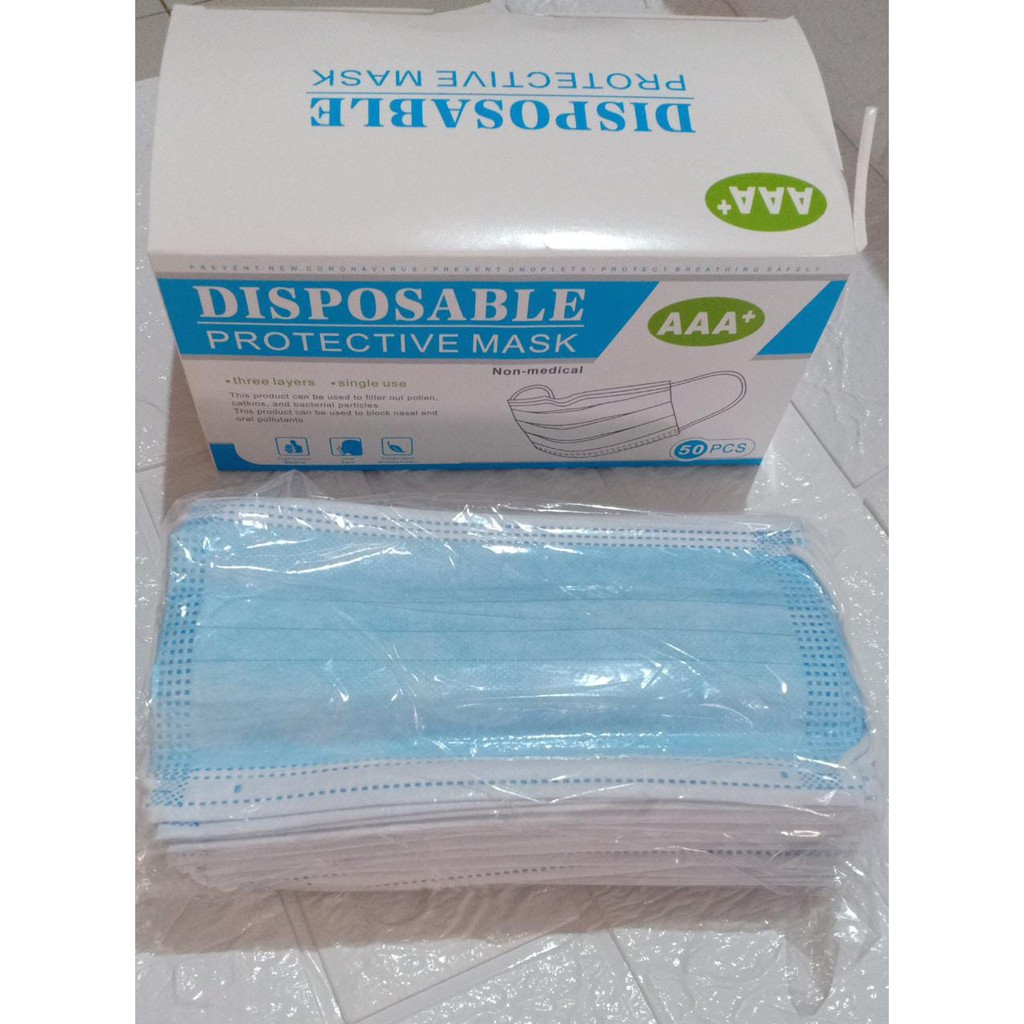 Masker 3 ply disposable (50pcs) MASKER 3 PLAY EARLOP DISPOSABLE berizin resmi RANDOM