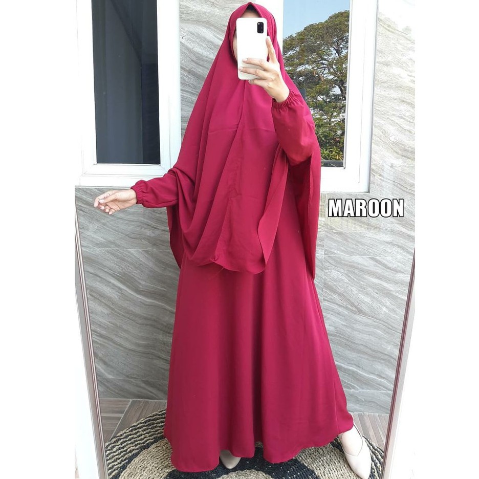 Gamis Wolfis Set Hijab Pet Syar'i/ Gamis Syari'i Wolfis Grade A