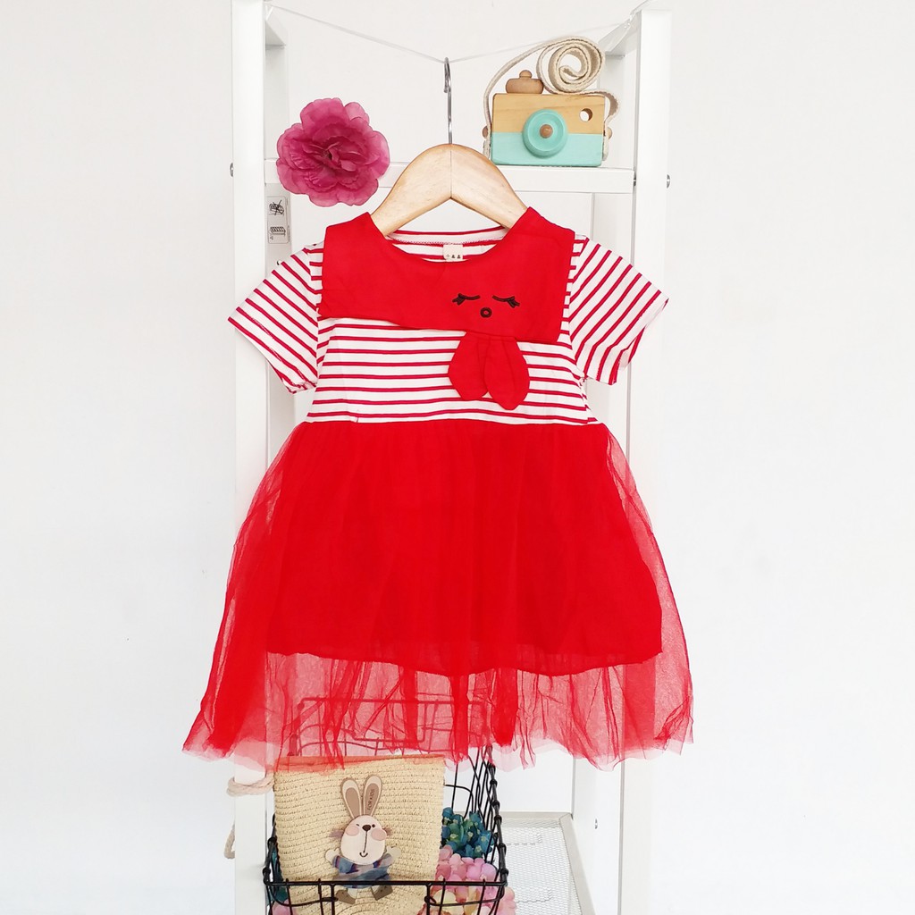 HappyOliver DRESS RABBIT SAILOR 2101 EBV Baju Dress Anak Perempuan Import 6 bulan - 3 tahun/Dress Bayi Perempuan/Gaun Bayi Perempuan/Dress Pesta/Dress Bayi