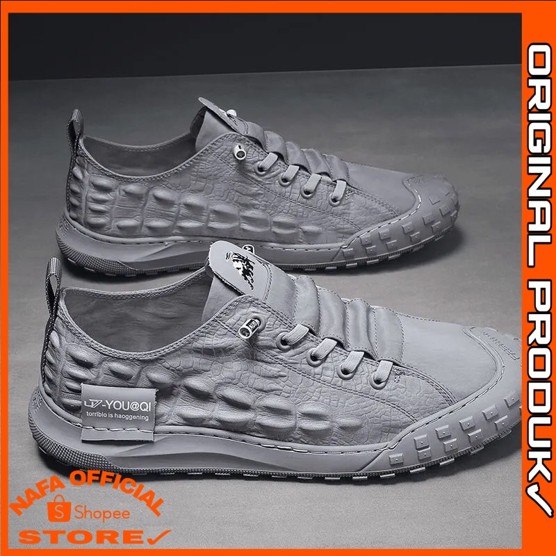 SEPATU PRIA TRENDY MOTIF KULIT BUAYA SLIP ON PRIA NF25