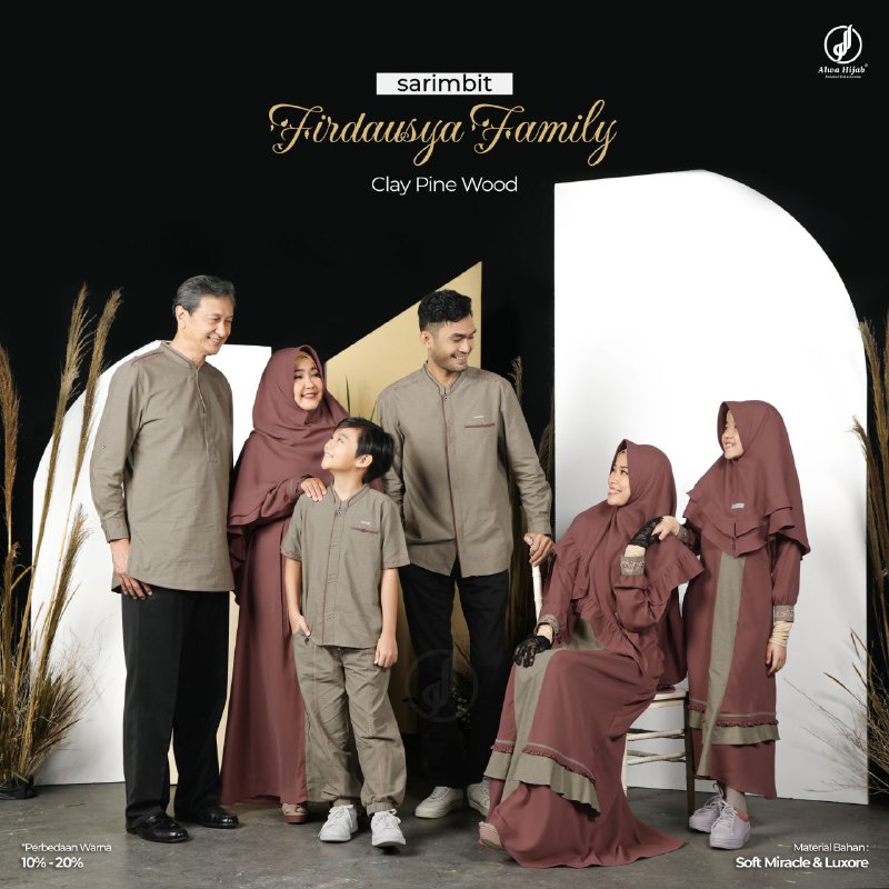 SARIMBIT FIRDAUSYA FAMILY CLAY PINE WOOD ORIGINAL BY ALWA HIJAB FAMSET SETELAN SERAGAM KELUARGA DRES