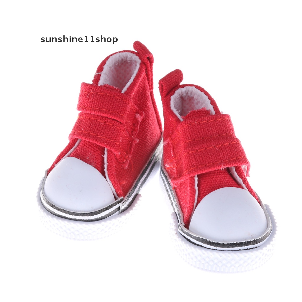 Sho Mainan Sepatu Sneakers Kanvas Mini 5cm Untuk Aksesoris Boneka Bjd 1 / 6