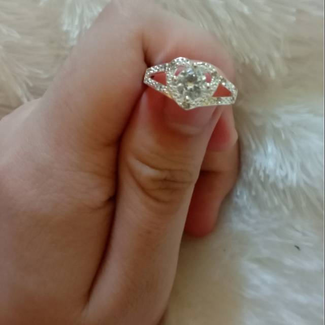 Cincin Hati Berlian Perak s925