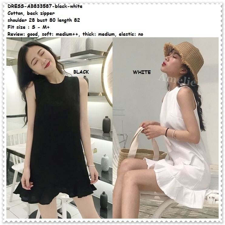 AB833587  Simple Mini Dress Ruffle Gaun Wanita Korea Import Hitam  Black