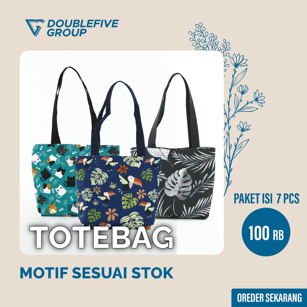 PAKET TAS ISI 7 Tas Jinjing Kanvas Wanita Top-handle Bag Motif 100 Ribu 7