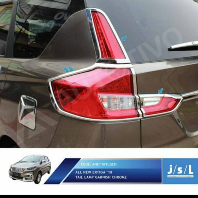 Garnish lampu belakang all new Ertiga 2018 Hitam &amp; Chrome jsl