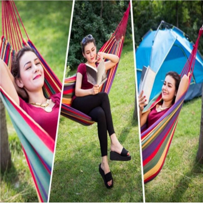 Hammock Pelangi Ayunan Gantung - Tempat Tidur Gantung Camping Outdoor Pelangi