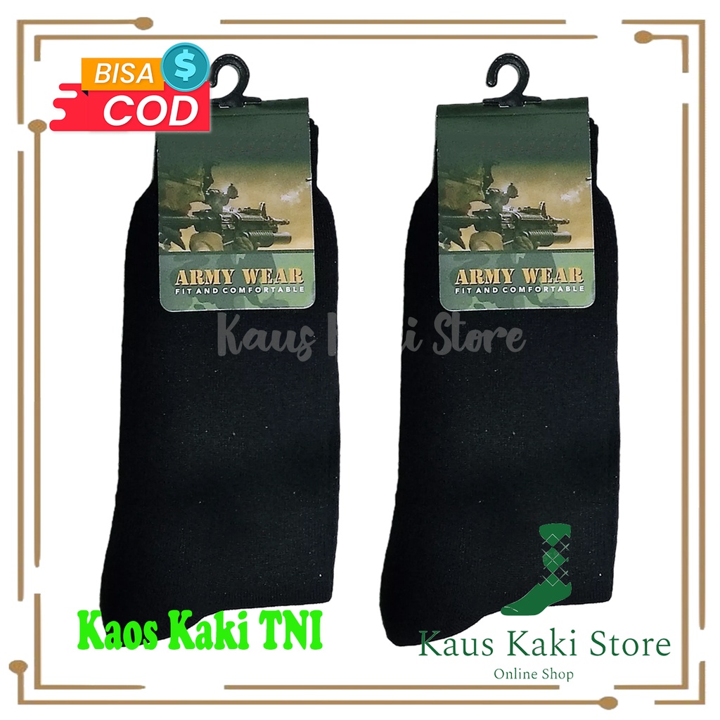 Kaos Kaki TNI / Hitam Tebal Pria / Kaos Kaki PDH & PDL Panjang Polos