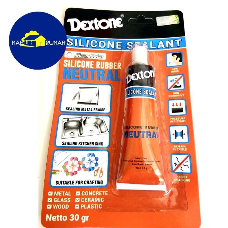 LEM NETRAL Silikon Sealant Silicone NEUTRAL Bening Clear Craft Bak Cuci Piring - DEXTONE 30gram 30gr