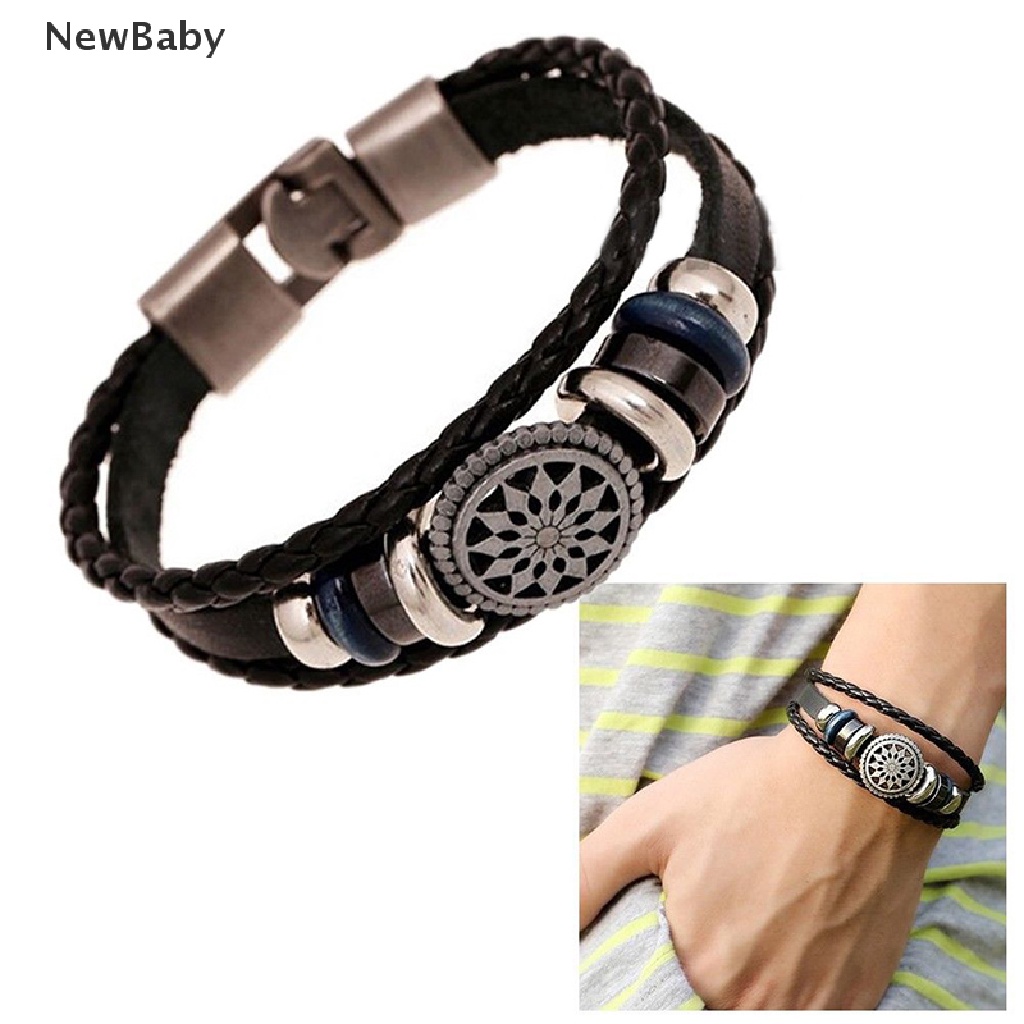 Gelang Desain Infinity Bahan PU Gaya Punk Vintage Untuk Pria Dan Wanita