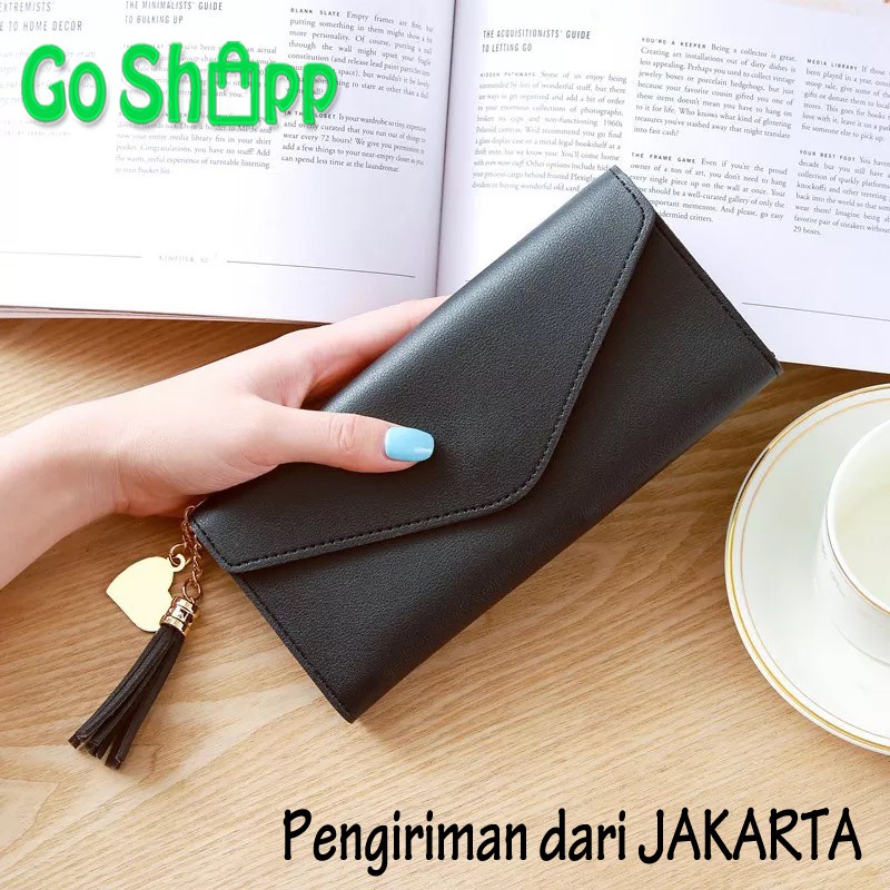 Dompet Panjang Wanita - Dompet Fashion Korea Import - Dompet Wanita Dengan Gantungan Love [PJ01]