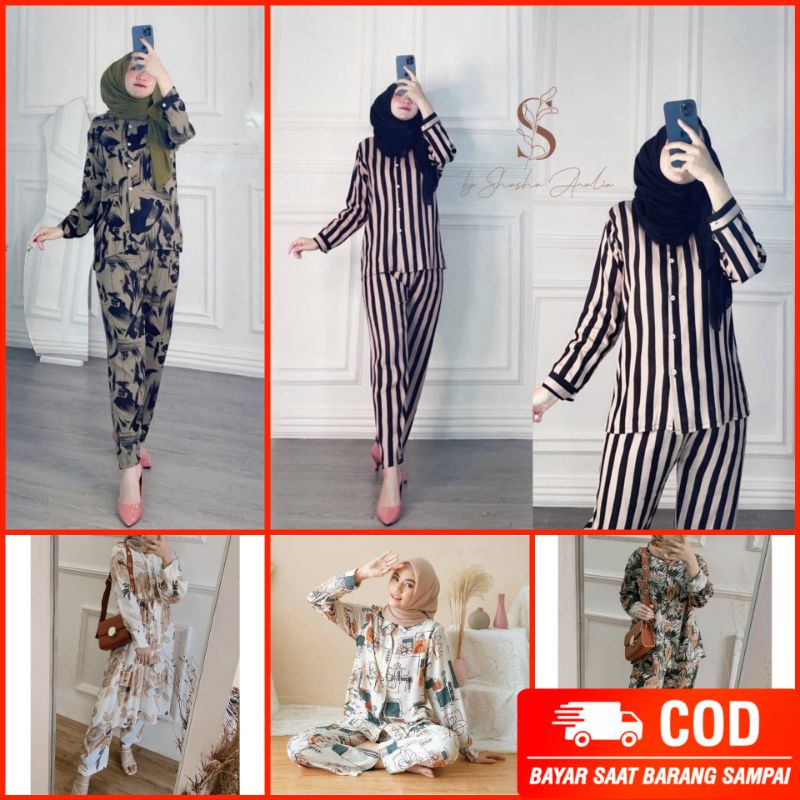 Setelan wanita LD 100 - 110 motif baru // piyama wanita best seller // pajamas rayon kekinian