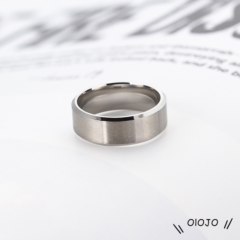 Cincin Matte Stainless Steel Punk Sederhana Untuk Hadiah Perhiasan Fashion Pria - ol