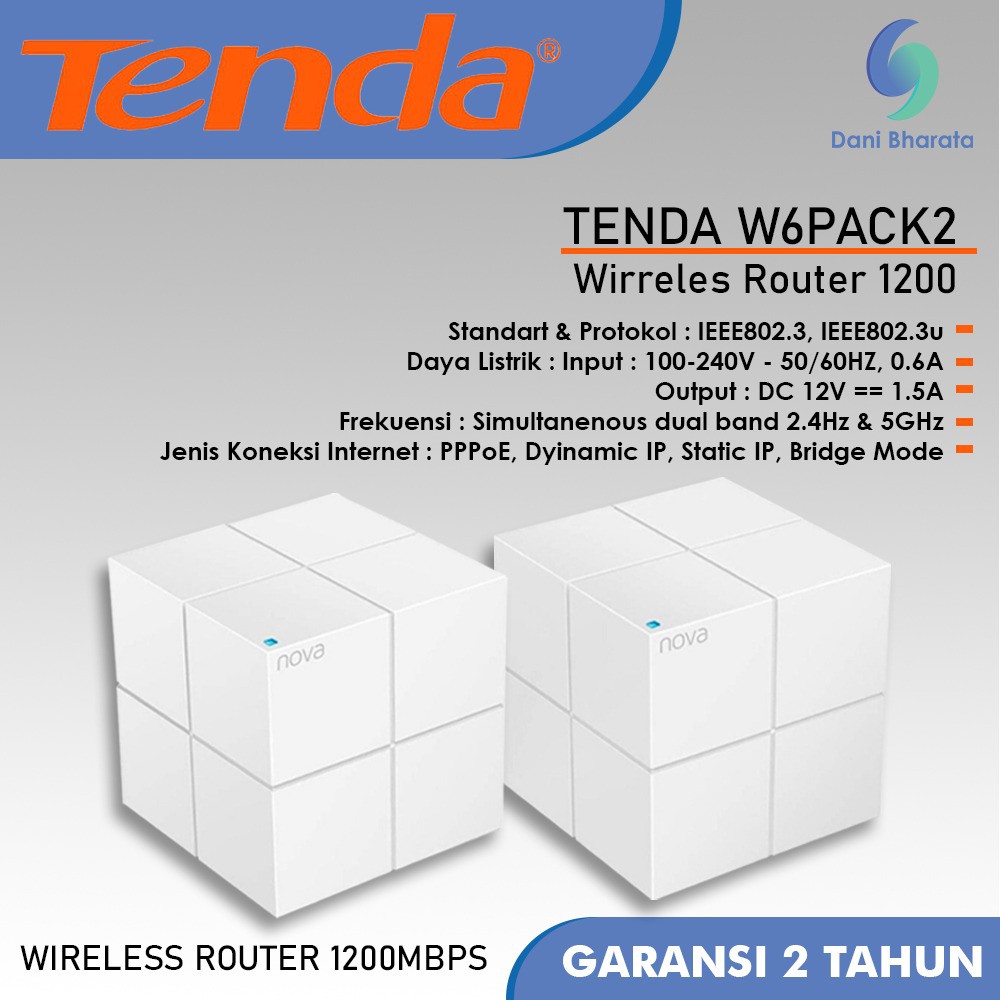 Terbaru!! Tenda Nova MW6 Wireless Whole Home 2 Pack Wireless Router Gigabit Isi 2