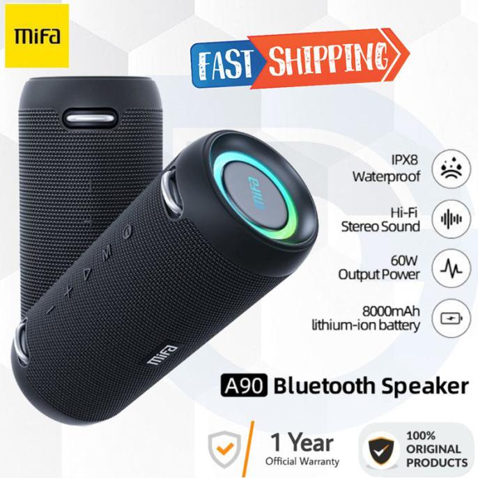 MIFA A90 Bluetooth Speaker 60W Stereo IPX8 - Wireless portable TWS - BLACK