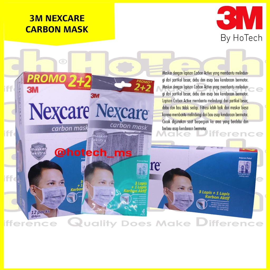 3M Nexcare Carbon Masker 4 Ply | Masker Carbon Nexcare 3M 12 Box