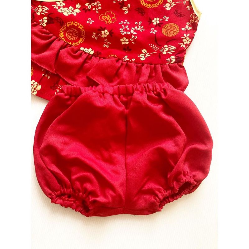 SETELAN IMLEK ANAK PEREMPUAN DRESS CHEONGSAM BABY DRESS / Baju setelan atasan cheongsam celana free bandana imlek XIAO MEI MEILI sincia fashion anak bayi perempuan cewek free bando