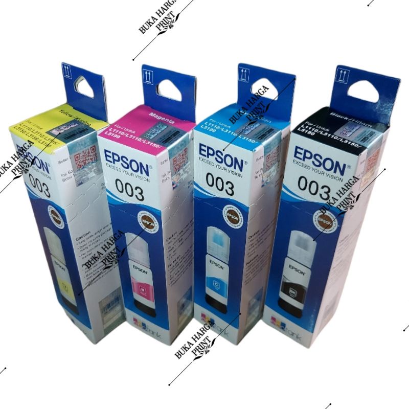 Tinta 003 Original Printer L1110 L1210 L3110 L3210 L3150 L3250 L5190 L5290 Loseepack 65ml (Tanpa Kemasan&amp;dus)