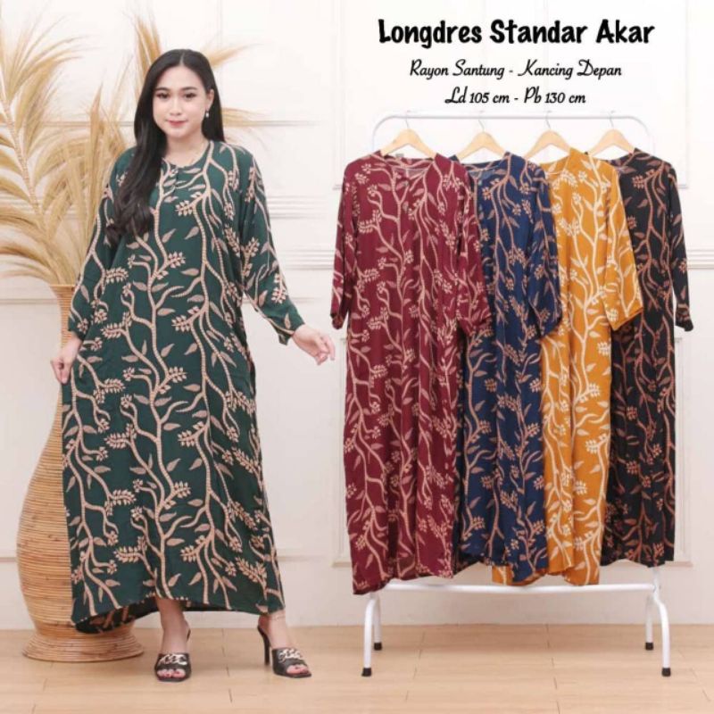 DASTER PANJANG BATIK - BUSUI DADA KANCING - SEMATA KAKI NON RUFFEL - DKAZA STORE-AKAR
