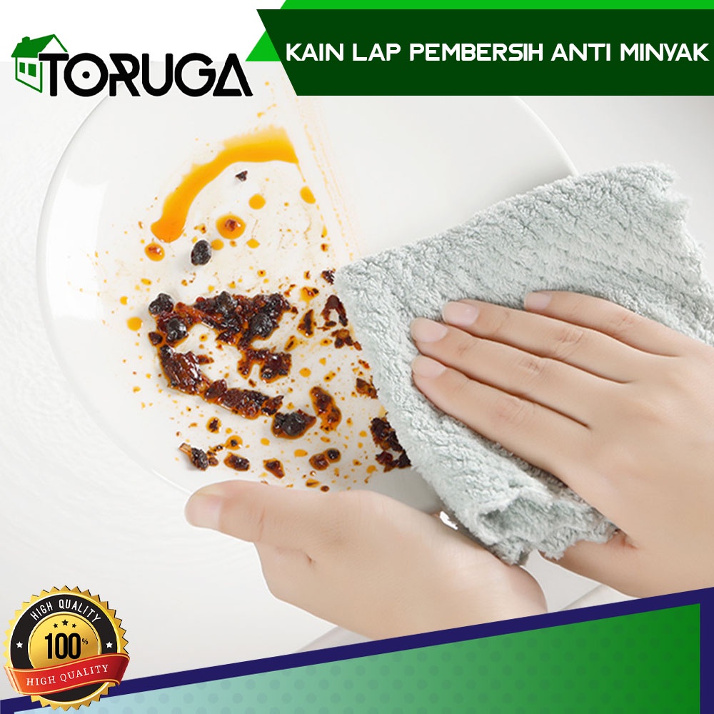 Handuk Lap Pengering Piring Anti Minyak Coral Fleece Dish Towel Kain Bersih Efektif Tanpa Noda