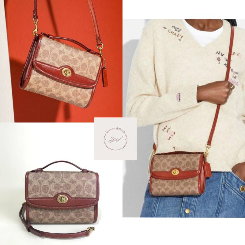 Coach C4204 Kip Turnlock Signature Tan Rust/tas coach authentic/tas coach ori