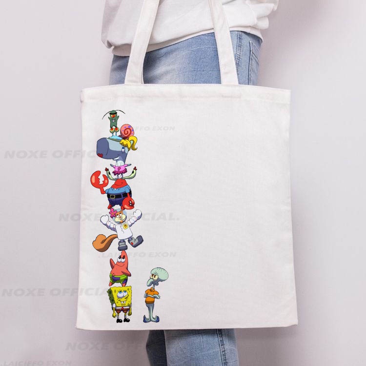 TOTEBAG KANVAS KARTUN SPONGEBOB SQUAREPANTS / PATRICK / SQUIDWARD / BIKINI BOTOM