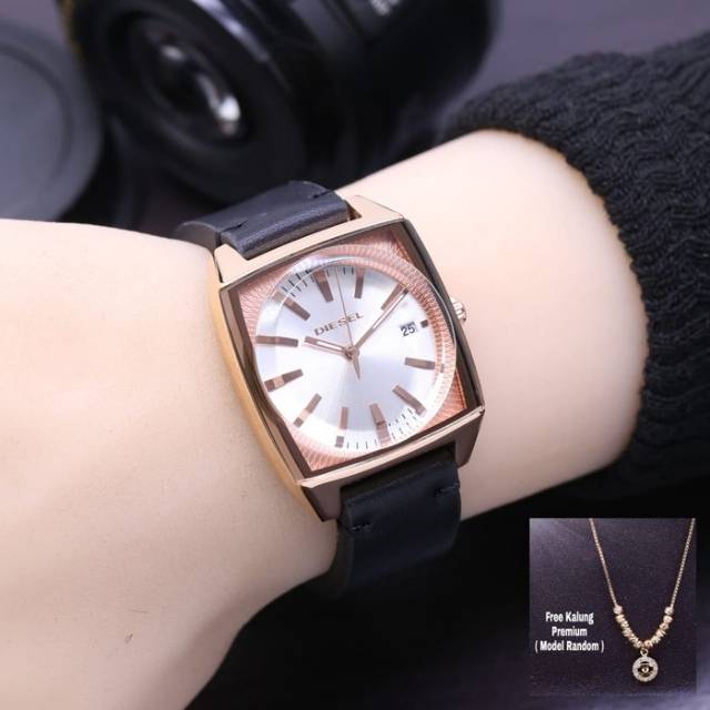 JAM TANGAN WANITA DIESEL DATE + KALUNG RANDOM ( ADA 5 WARNA )