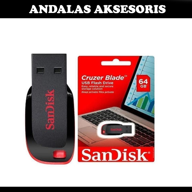 FLASHDISK PENYIMAPANAN DATA SANDISK CRUZERBLADE 64GB RESMI BERGARANSI