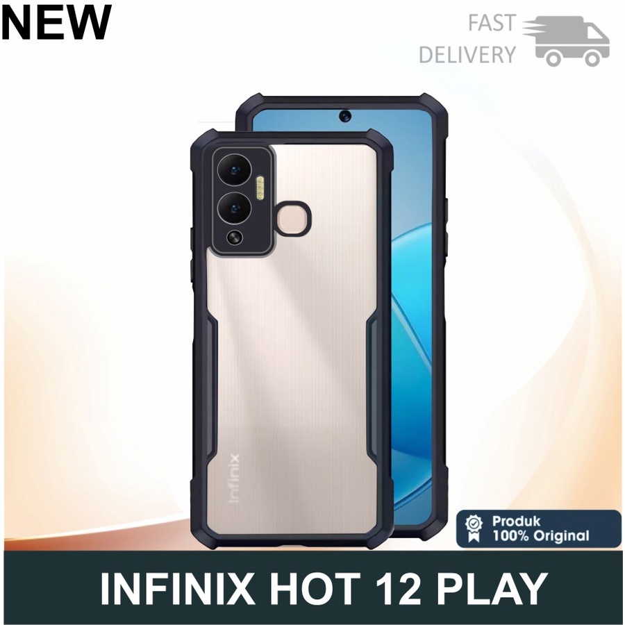 INFINIX HOT 12 INFINIX HOT 12I INFINIX HOT 12 PLAY INFINIX S4 INFINIX SMART 3 PLUS  Hard Case Fusion Shockproof Clear Armor Bumper WHITECELL