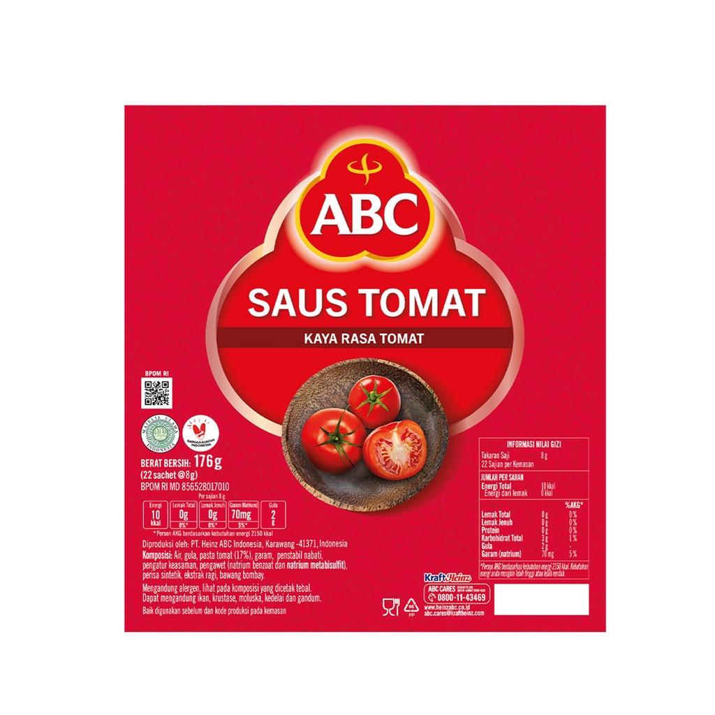 ABC Saus Tomat 22 x 8 g - Multi Pack 21 pcs