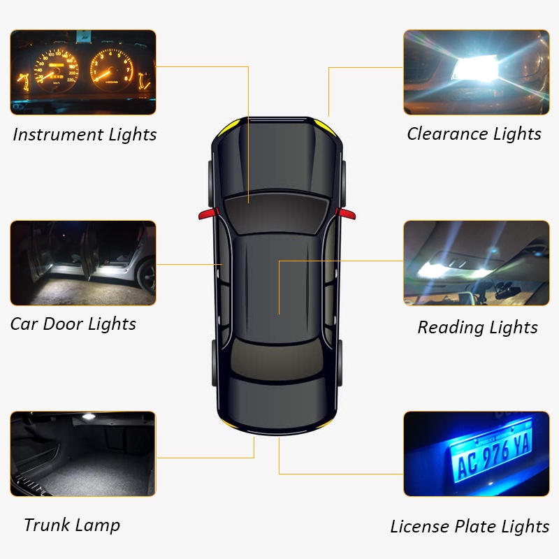 T10 Led Bulb 194 W5W Chipsets LED Bulbs for Car Courtesy Dome Map Door License Plate Light