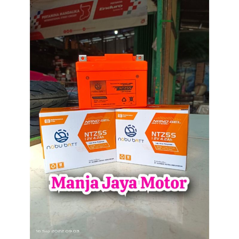 Aki Nobu Battery NTZ-5S 12v/4.2AH for Vario 110 F1/Beat karbu/F1 non ISS/CBS/Pop/Cw/Scoopy F1/Scoopy karbu/Spacy/F1/Revo/F1/absolute Revo/Revo fit/Blade//karisma x/Supra x 125/helm in/Verza/CS1/Supra x GTr/Mio J/Mio soul/125/Mio M3/Mio J/Mio z/