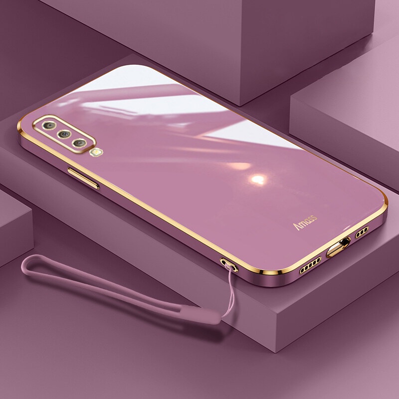 Case Bahan Silikon Dengan lanyard Untuk Samsung Galaxy A7 2018 A750