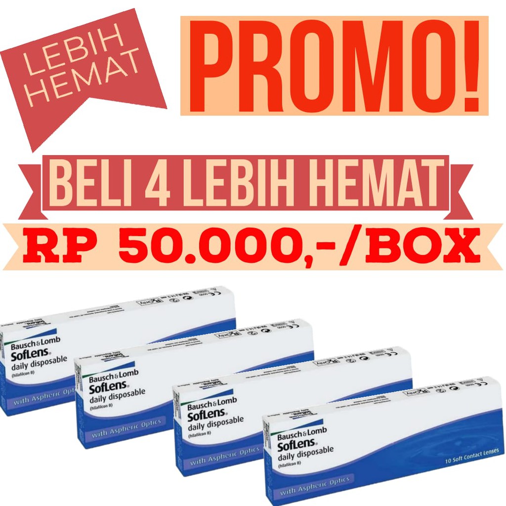 PROMO! SOFTLENS BAUSCH AND LOMB SOFTLENS BENING TRANSPARAN HARIAN DAILY READY MINUS MATA SENSITIF