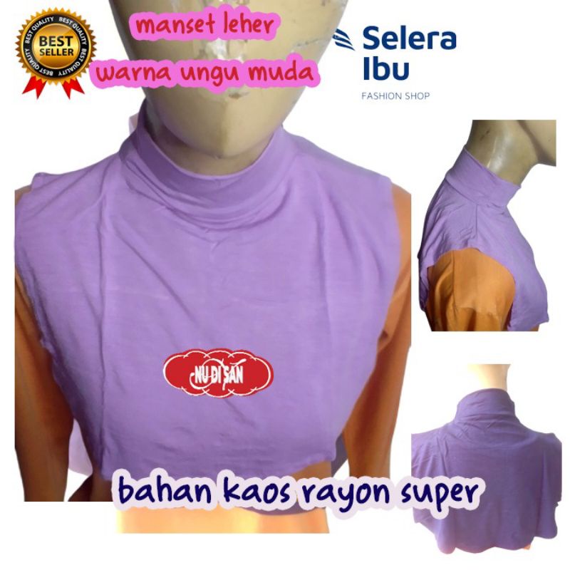 manset leher tinggi premium kaos rayon super warna ungu muda