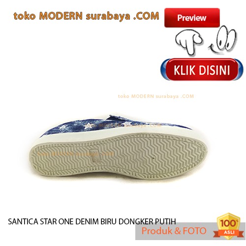 SANTICA STAR ONE DENIM BIRU DONGKER PUTIH sepatu wanita slip on