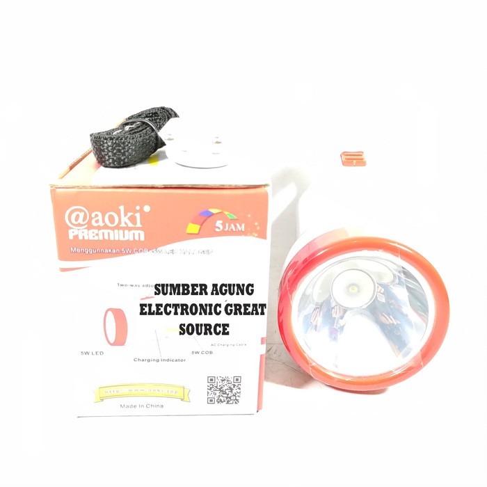 Aoki Premium Senter Tangan 5W AK6511 6511 LED Lampu Meja Emergency Cha